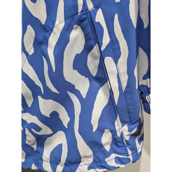 Chico's Zenergy Blue & White Bold Cheetah Print Windbreaker Jacket, 2 (L/12) - Picture 7 of 12